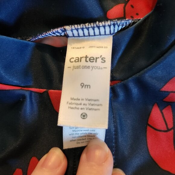 Carter's Crabby Blue Rash guard Swimsuit Boys Size 9 Months - Picture 2 of 3